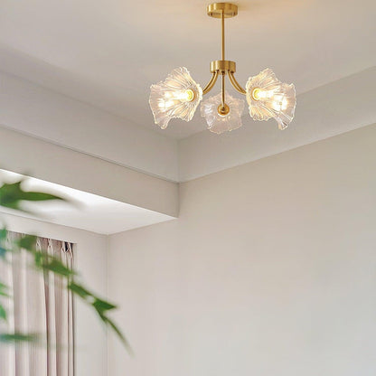 Lustre Kalin aus Glas und Messing - Elegantes Blumen-Design für Wohnzimmer und Esszimmer