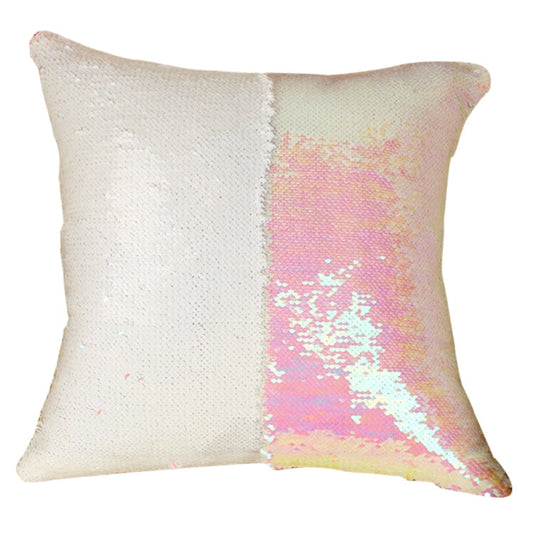 Kissenbezug mit Doppelter Paillette – Elegantes Design – Pink & Weiß