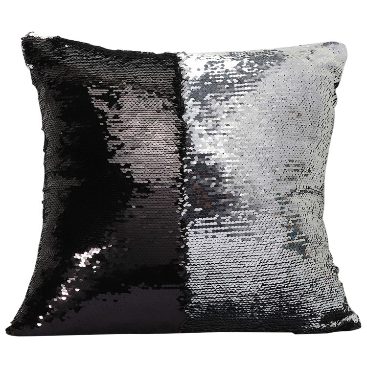 Kissenbezug mit Doppelter Paillette – Elegantes Design – Schwarz & Silber