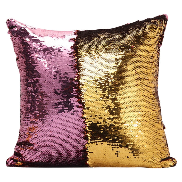 Kissenbezug mit Doppelter Paillette – Elegantes Design – Pink & Gold