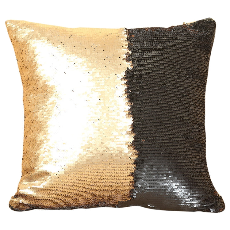 Kissenbezug mit Doppelter Paillette – Glänzendes Schwarz & Gold – Luxuriös & Komfortabel