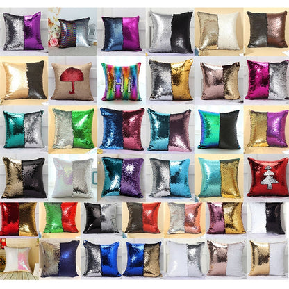 Kissenbezug mit Doppelter Paillette – Glänzendes Schwarz & Gold – Luxuriös & Komfortabel
