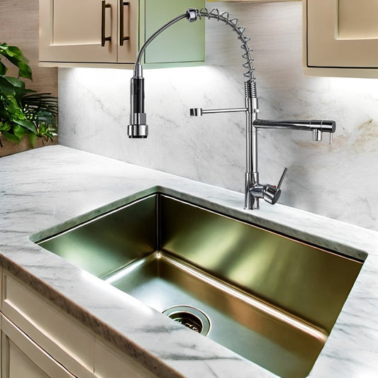 Ausziehbarer Küchenwasserhahn mit 360° drehbarem Auslauf und dualem Modus-Sprüher