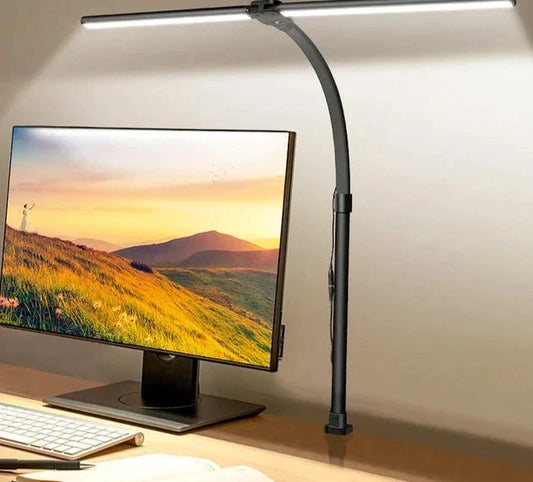 Garduru | Moderne Doppelkopf LED Schreibtischlampe | Stilvolle Büroleuchte