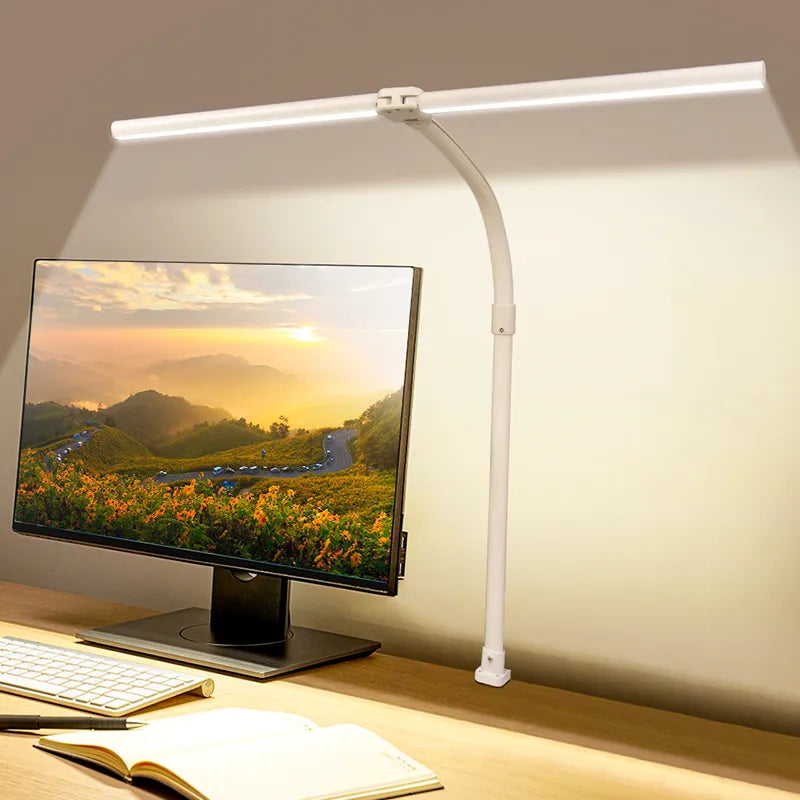 Garduru | Moderne Doppelkopf LED Schreibtischlampe | Stilvolle Büroleuchte