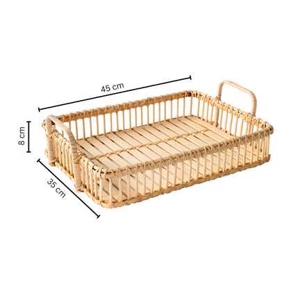 Rustikale Web-Rattan-Tablett