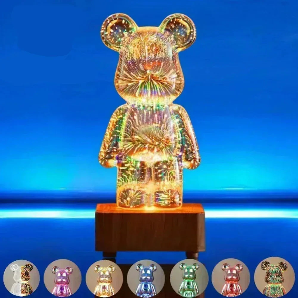 Fügen Sie Ihrem Raum Magie mit der 3D-Bären-Feuerwerk-LED-Lampe hinzu