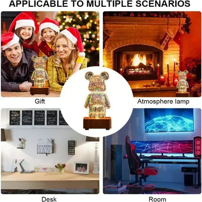 Fügen Sie Ihrem Raum Magie mit der 3D-Bären-Feuerwerk-LED-Lampe hinzu