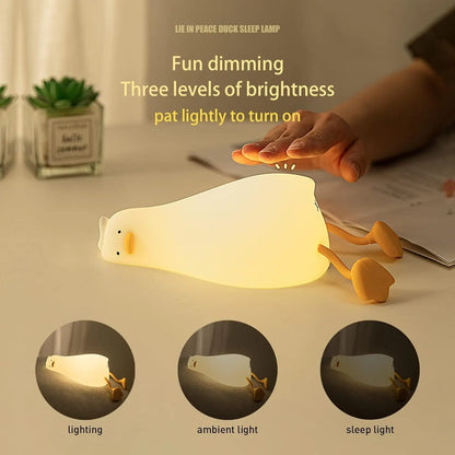 USB Wiederaufladbare LED Ente Nachtlicht – Niedliche Silikonlampe für Kinder & Kinderzimmerdekoration