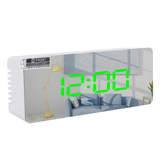 LED Wecker mit Spiegel – Multifunktionale Uhr & Make-up Spiegel – Grün