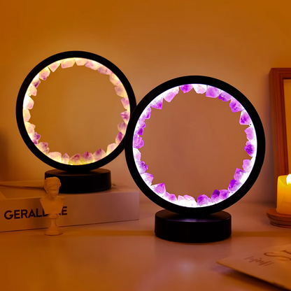 LED Kristall Tischlampe | Natürlicher Amethyst Edelstein Wohnkultur Licht