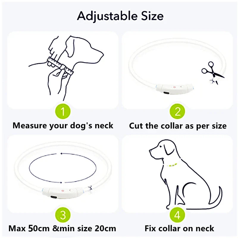 Leuchtendes Hundehalsband, USB-Wiederaufladbares LED-Leuchtendes Halsband für Nachtsicherheit, abnehmbares leuchtendes Haustierzubehör