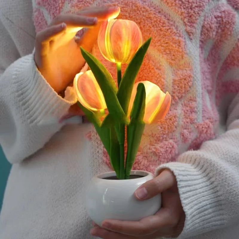 Blumenförmige LED-Tulpenlampe – Nachtsimulation – Stimmungsbeleuchtung – für Wohnzimmer/Dekoration