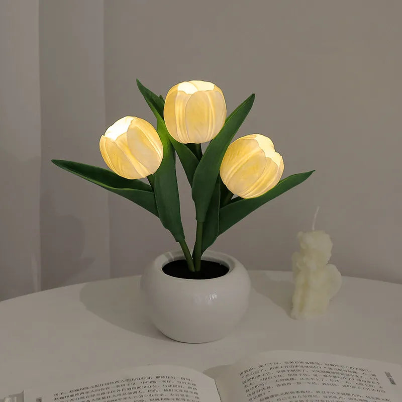 Blumenförmige LED-Tulpenlampe – Nachtsimulation – Stimmungsbeleuchtung – für Wohnzimmer/Dekoration