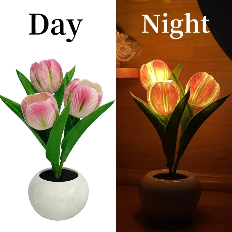 Blumenförmige LED-Tulpenlampe – Nachtsimulation – Stimmungsbeleuchtung – für Wohnzimmer/Dekoration