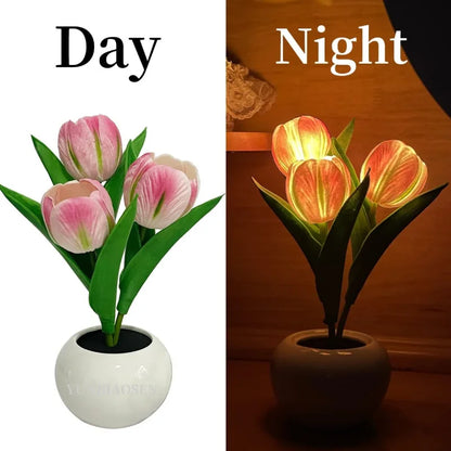 Blumenförmige LED-Tulpenlampe – Nachtsimulation – Stimmungsbeleuchtung – für Wohnzimmer/Dekoration