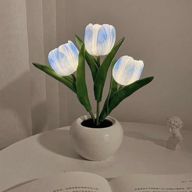 Blumenförmige LED-Tulpenlampe – Nachtsimulation – Stimmungsbeleuchtung – für Wohnzimmer/Dekoration