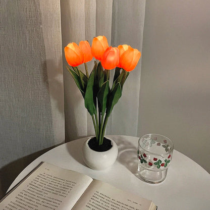 Blumenförmige LED-Tulpenlampe – Nachtsimulation – Stimmungsbeleuchtung – für Wohnzimmer/Dekoration