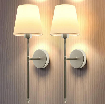 Garduru - Drahtlose Stoff-Wandleuchte | Wiederaufladbare LED-Beleuchtung mit Fernbedienung und dimmbarer Helligkeit