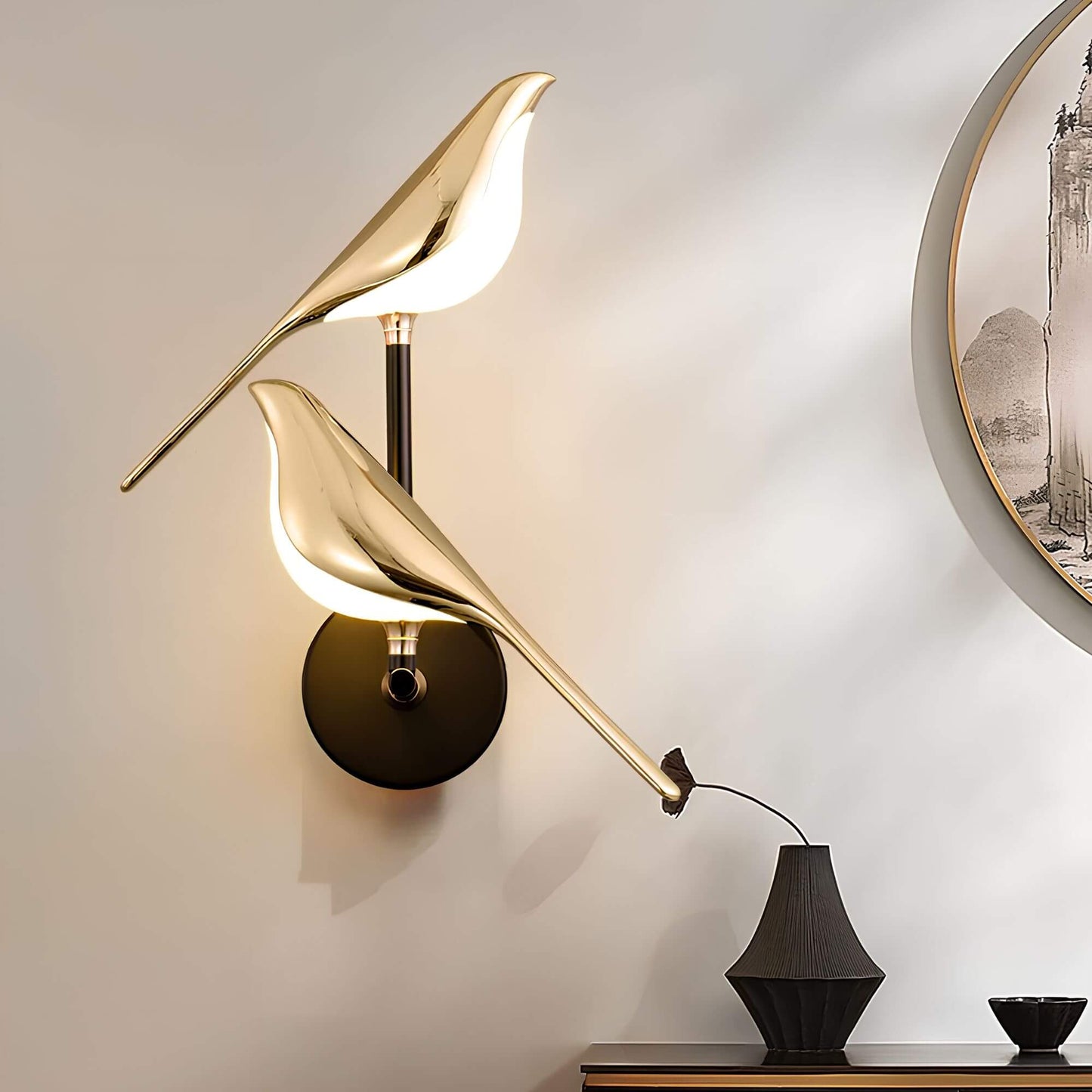 Garduru - Nordische LED-Wandlampe mit Vogelmotiv