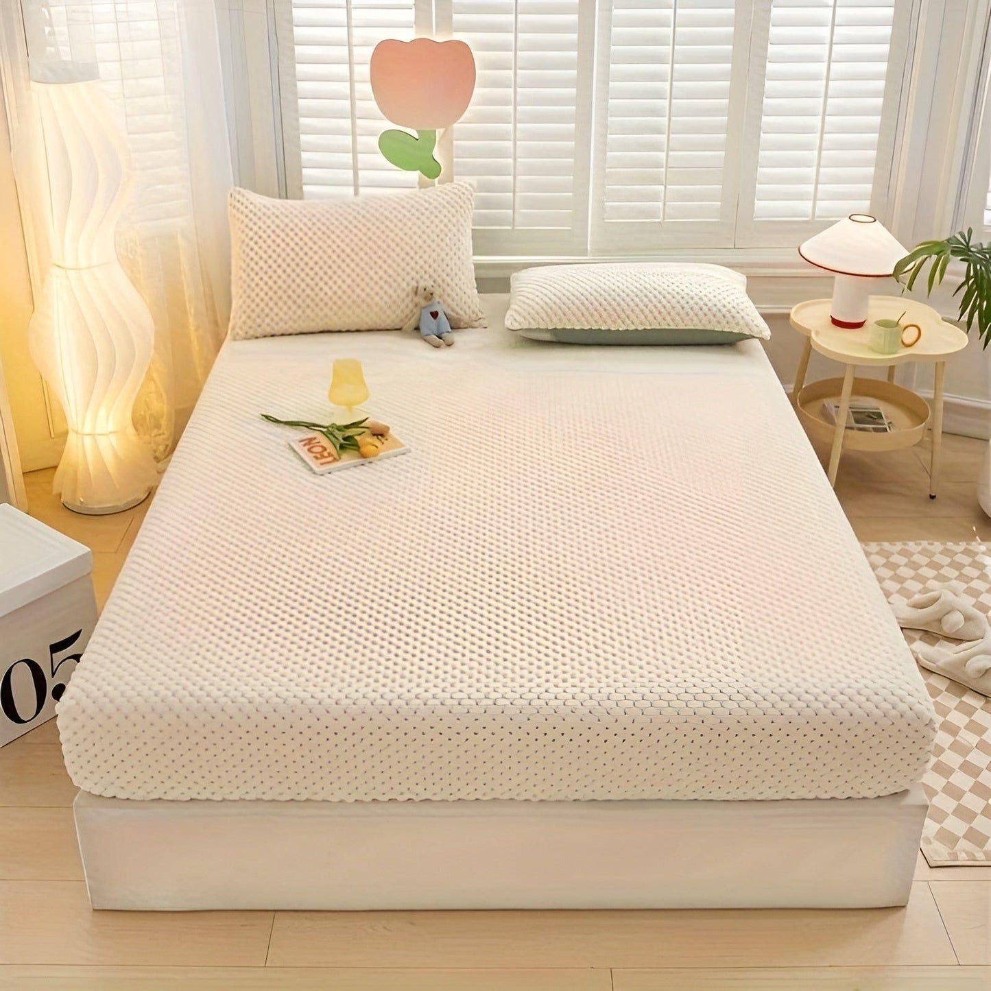 Garduru Duvet Cover - Luxus Anti-Rutsch Weicher Samt Spannbettlaken Matratzenschoner