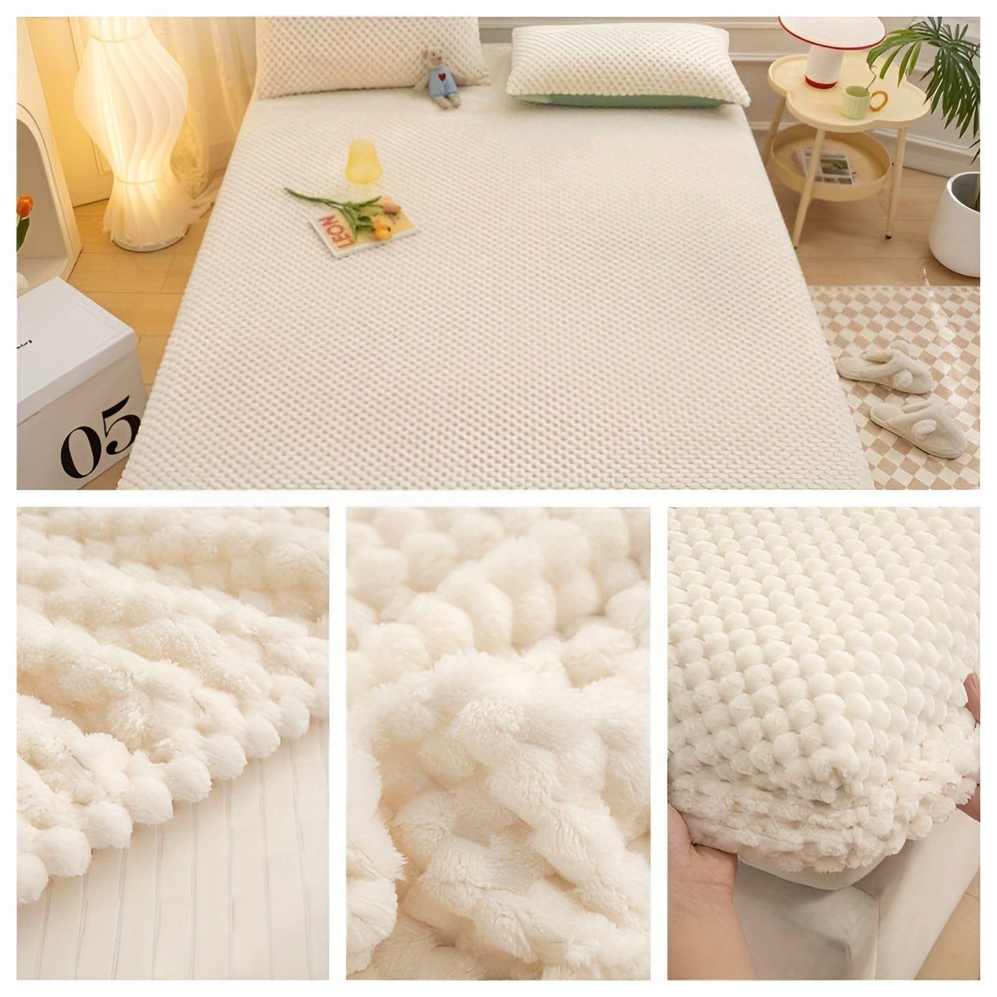 Garduru Duvet Cover - Luxus Anti-Rutsch Weicher Samt Spannbettlaken Matratzenschoner