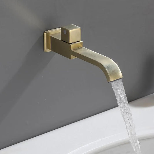 Garduru Wandmontierter Wasserhahn – Gebürstetes Gold Finish mit Keramikventil für Zeitgenössische Badezimmer