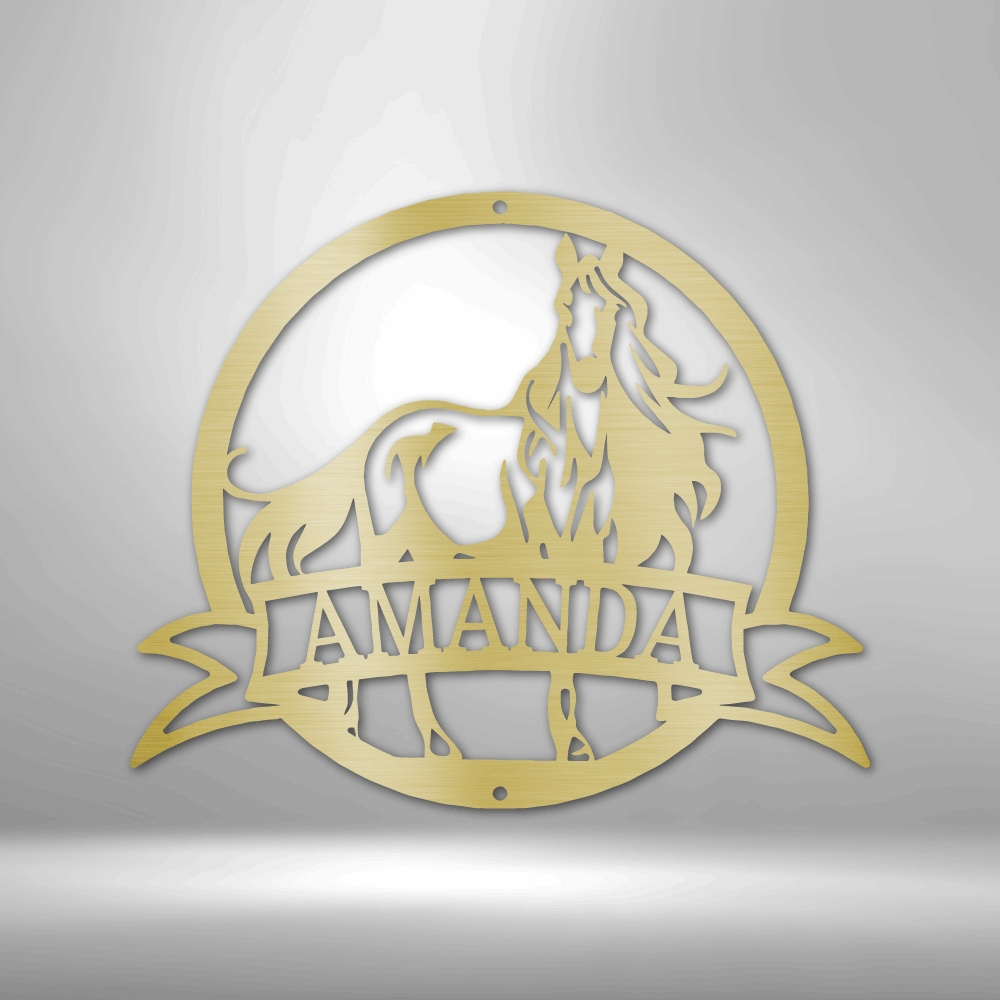 Personalisierte Majestic Horse Monogram - Stahl-Schild