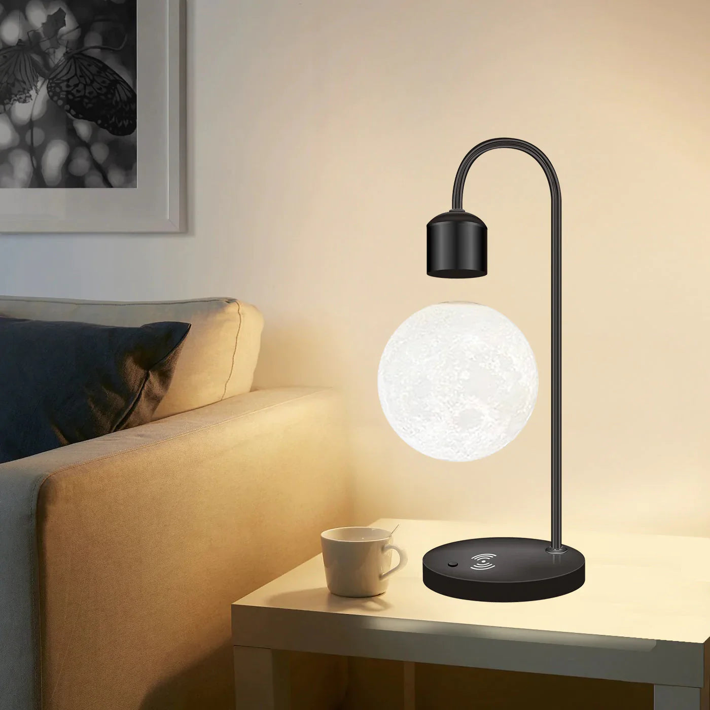 Schwebende Mond-LED-Lampe mit kabellosem Telefonladegerät