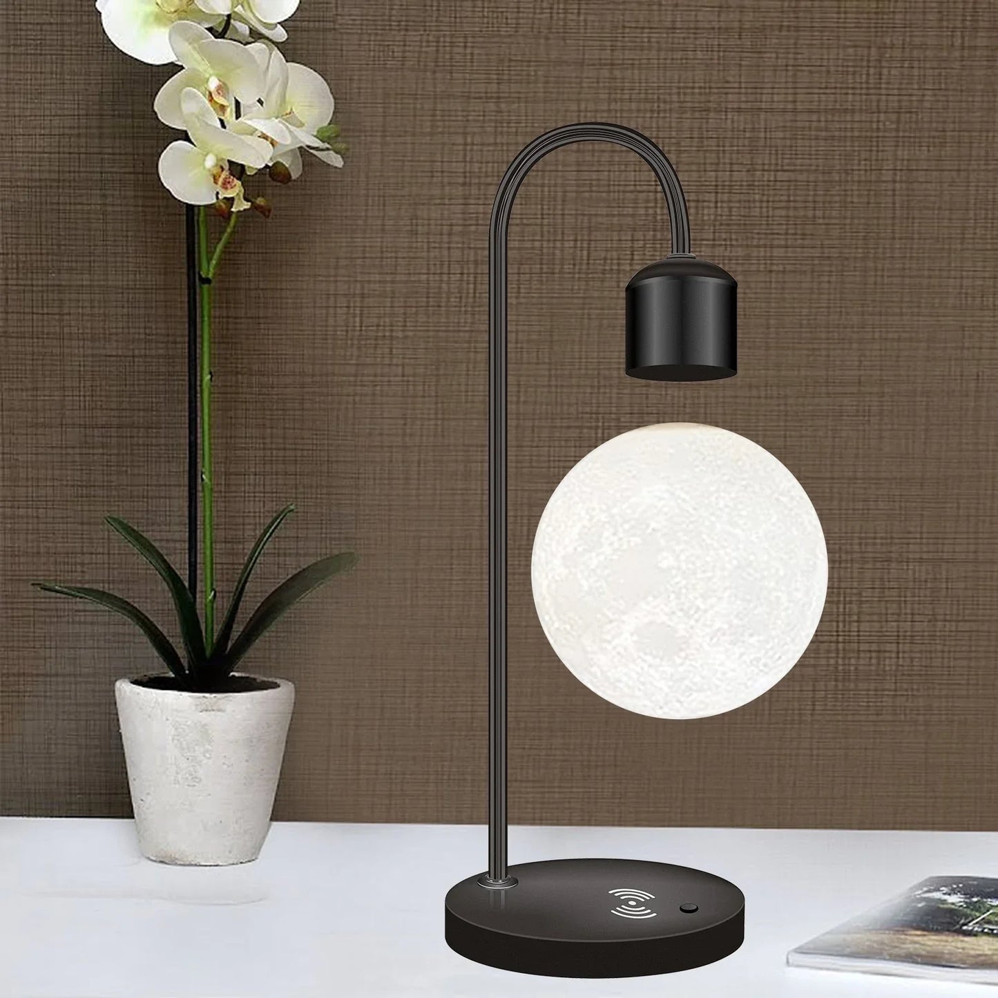 Schwebende Mond-LED-Lampe mit kabellosem Telefonladegerät