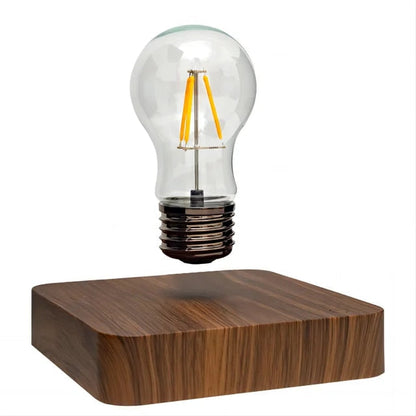 Elegante schwebende Lampe mit Holzfuß und LED-Beleuchtung
