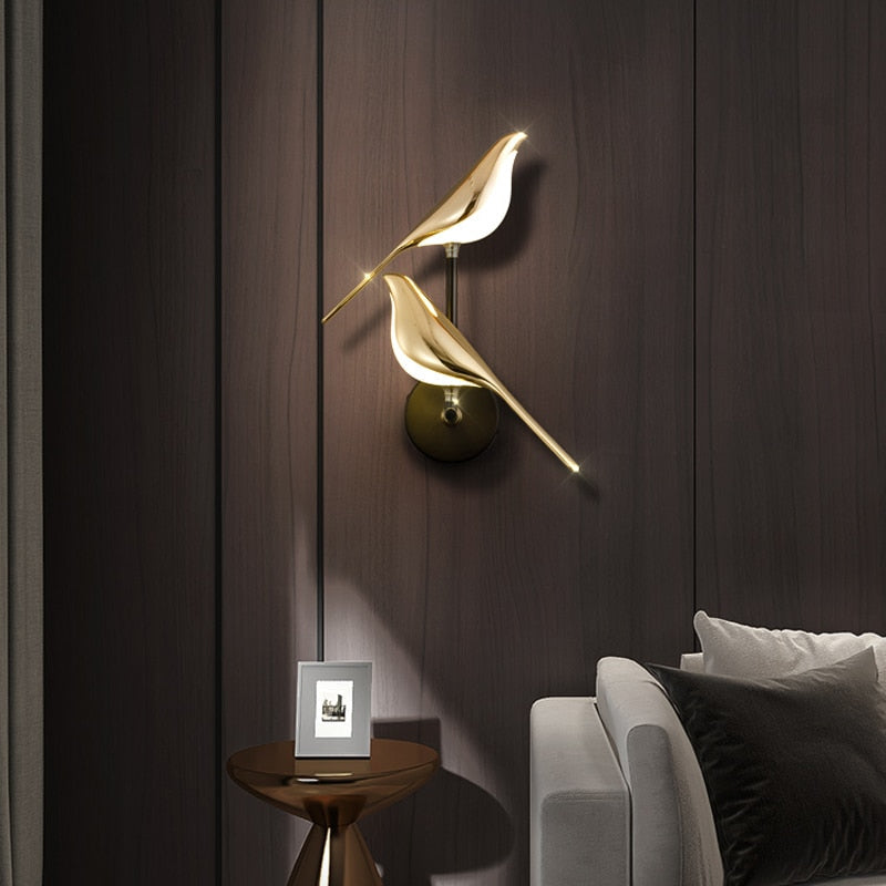 Garduru Elegante Goldene Vogel Wandlampe