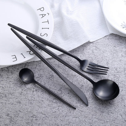Set aus mattschwarzen Onyx-Besteck (24 Teile) - LustreNoir