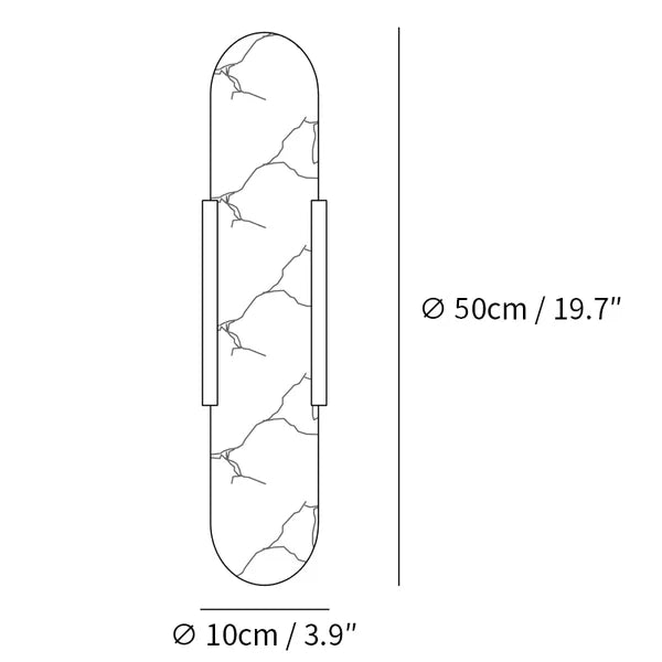 Wandapplikation Melange Elongiert aus Alabaster - Elegantes Design mit Messingdetails