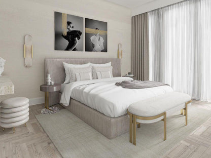 Wandapplikation Melange Elongiert aus Alabaster - Elegantes Design mit Messingdetails