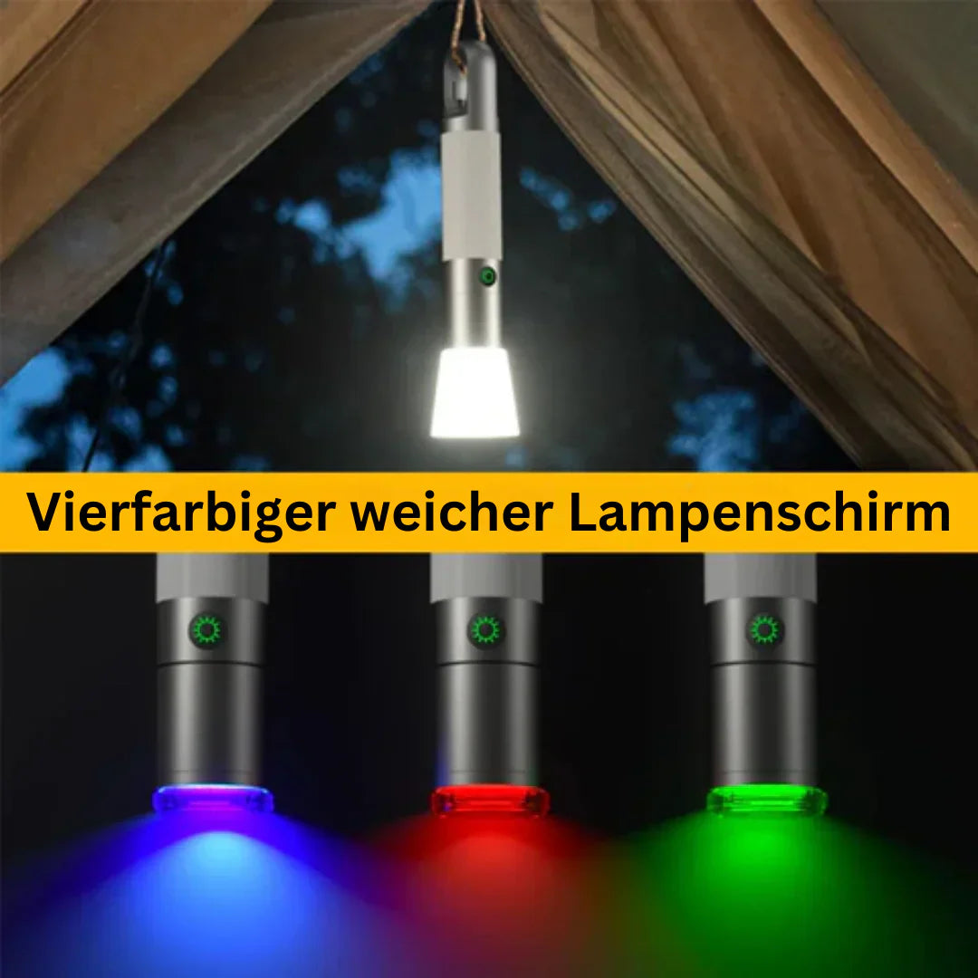 Wiederaufladbare LED-Taschenlampe mit Mehrfarbenfiltern – USB-C-betriebene Taschenlampe für Camping und Notfälle
