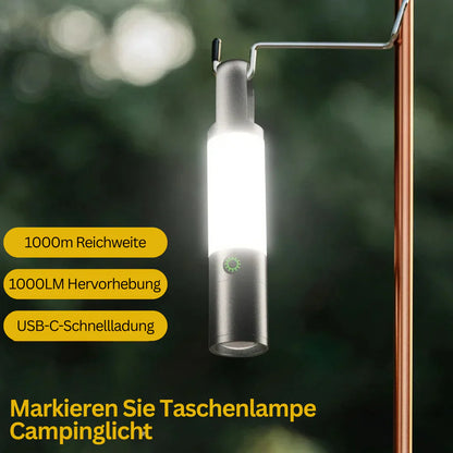 Wiederaufladbare LED-Taschenlampe mit Mehrfarbenfiltern – USB-C-betriebene Taschenlampe für Camping und Notfälle