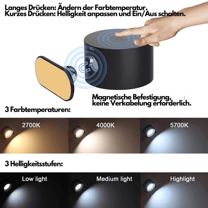 Garduru - Innovative kabellose Wandleuchte mit flexibler 360° Ausrichtung und Touch-Steuerung