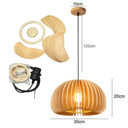 Nordic Art Deckenlampe aus Holz │ Moderne Hängelampe im Retro-Stil