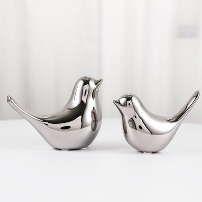 Moderne Luxus Silber Keramik Vogel Figuren