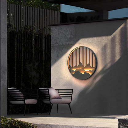 Wandlampe Außen Mountain - LED Lampe aus Edelstahl mit Berg- und Wassermotiv