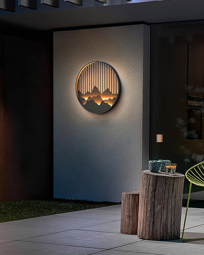 Wandlampe Außen Mountain - LED Lampe aus Edelstahl mit Berg- und Wassermotiv