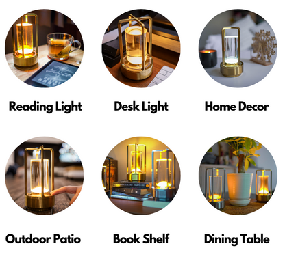 Crystal Glow Laterne – Wiederaufladbare, dimmbare LED Lampe mit Fernbedienung für moderne Innenräume