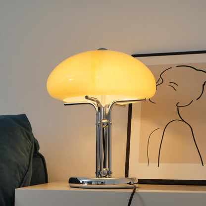 Tischlampe Pilz Bauhaus – Modernes Design mit Amberglas-Schirm