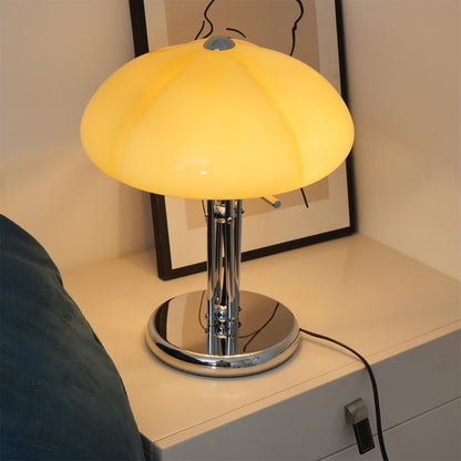 Tischlampe Pilz Bauhaus – Modernes Design mit Amberglas-Schirm