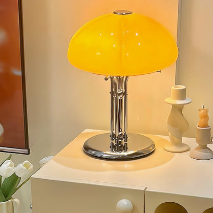 Tischlampe Pilz Bauhaus – Modernes Design mit Amberglas-Schirm