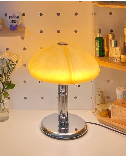 Tischlampe Pilz Bauhaus – Modernes Design mit Amberglas-Schirm
