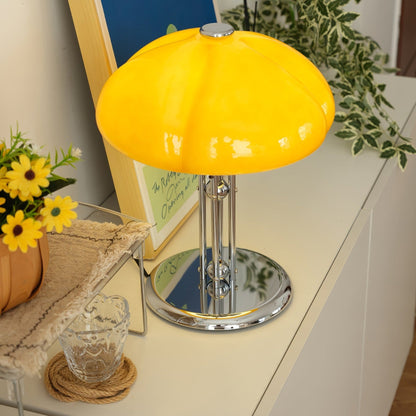 Tischlampe Pilz Bauhaus – Modernes Design mit Amberglas-Schirm