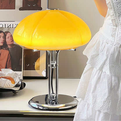 Tischlampe Pilz Bauhaus – Modernes Design mit Amberglas-Schirm