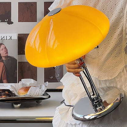 Tischlampe Pilz Bauhaus – Modernes Design mit Amberglas-Schirm